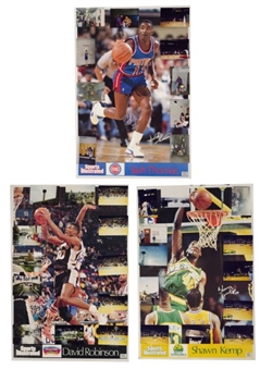 Lot of (3) Autographed Basketball Posters Including David Robinson & Isiah Thomas